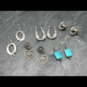 PIERCED Vintage women’s bundle 5x pairs earrings gold enamel hoops